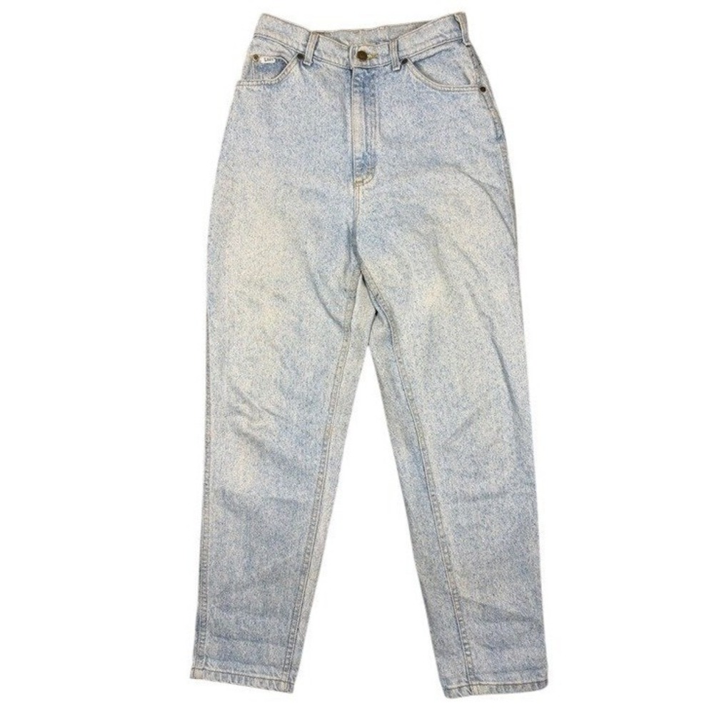 Lee Riders Vintage 90s High Waisted Acid Wash Tapered Mom Jeans Light Blue 27x31